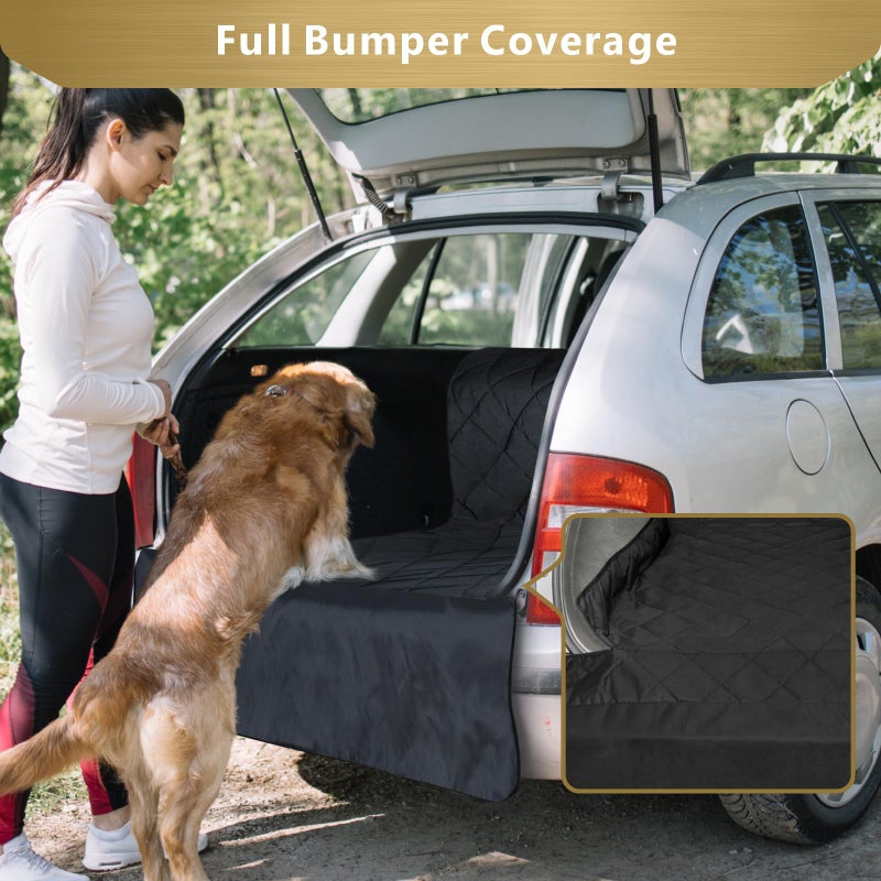 F-color SUV Cargo Liner for Dogs, Waterproof Pet Cargo Cover Dog Seat Cover Mat for SUVs Sedans Vans with 2 Large Pockets, Non-Slip, Large Size Universal Fit, Black - Image 5